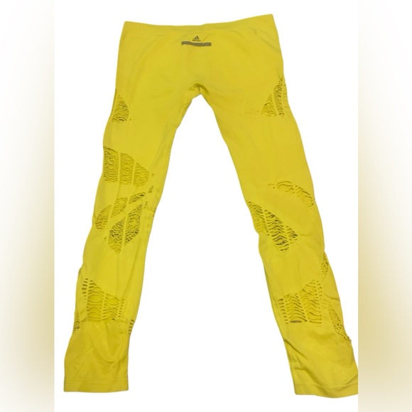 Stella McCartney x Adidas Neon Yellow Distressed Tights - Picture 2 of 2